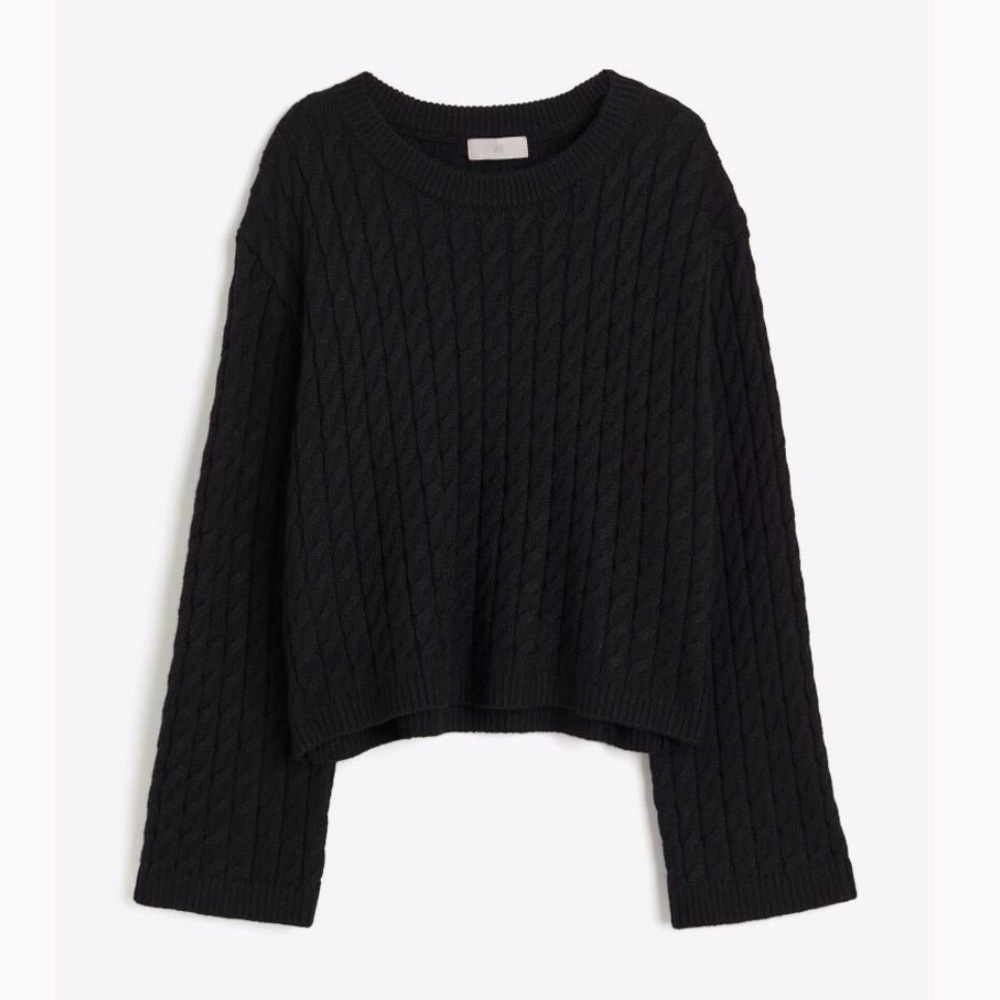 Black Cable Knit Women's Sweater